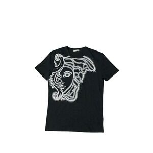 Gianni Versace Medusa Head Black T-Shirt Crystal Logo Luxury Authentic‎ Sz M